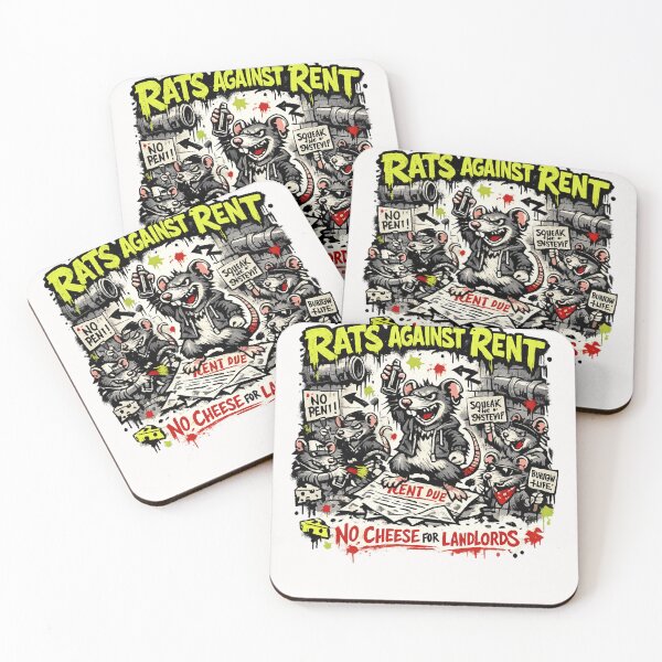 Item preview, Rats Against Rent No Cheese For Landlords Housing Protest Tenant Activism designed and sold by Pawsome Quotes.
