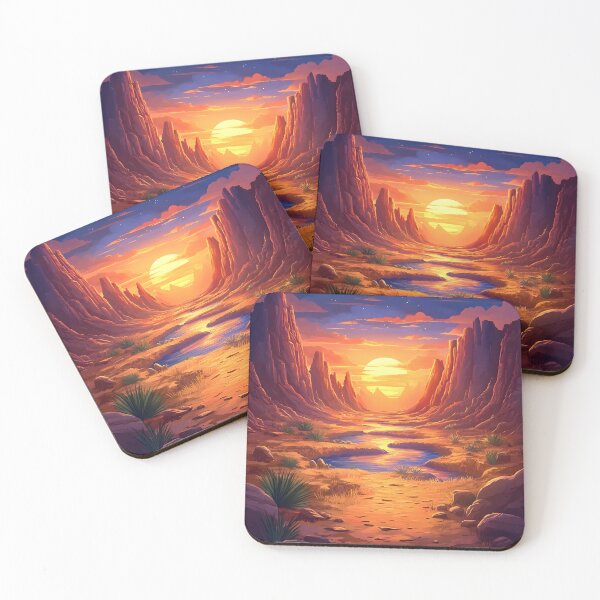Item preview, Sci-Fi Fantasy Surreal Mountains And Desert Landscape Sunset designed and sold by DEC02.