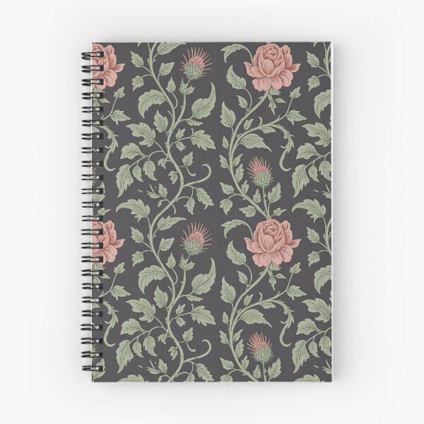 Item preview, Arts and Crafts Botanical Pattern – Dark Cottagecore Rose & Thistle Vintage Design designed and sold by Tamas Das.
