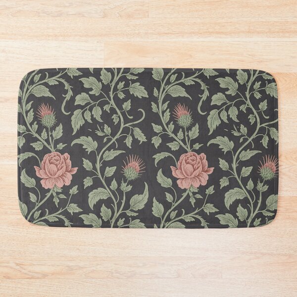 Item preview, Arts and Crafts Botanical Pattern – Dark Cottagecore Rose & Thistle Vintage Design designed and sold by Tamas Das.