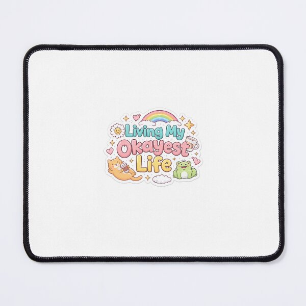 Item preview, Living My Okayest Life Sticker | Funny Relatable Quote | Cute Aesthetic Mood Sticker designed and sold by Humpty143.