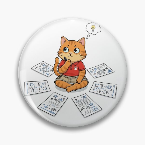 Item preview, Orange Cat Thinking About Work Ideas designed and sold by VisioraCreative.