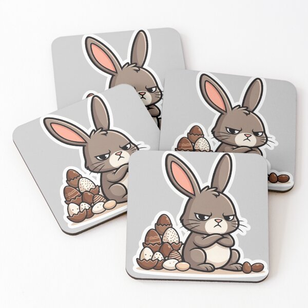Item preview, Grumpy Easter Bunny with Chocolate Eggs – Funny Easter Cartoon designed and sold by PixelVibe782.