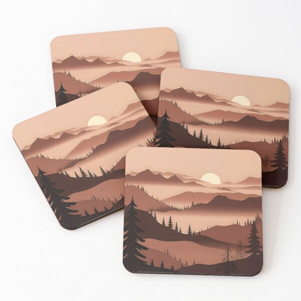 Item preview, Rustic Mountain Sunset Forest Silhouette Boho Wall Art designed and sold by LuxeBuzz.