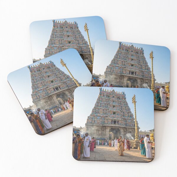 Item preview, Sacred Morning — South Indian Temple Gopuram with Flower Market designed and sold by Mindful Heritage.