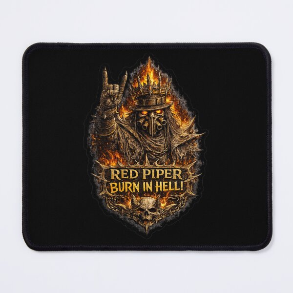 Item preview, Red Piper Burn In Hell – Dark Fantasy Metal Mascot Design designed and sold by RedPiperStudio.