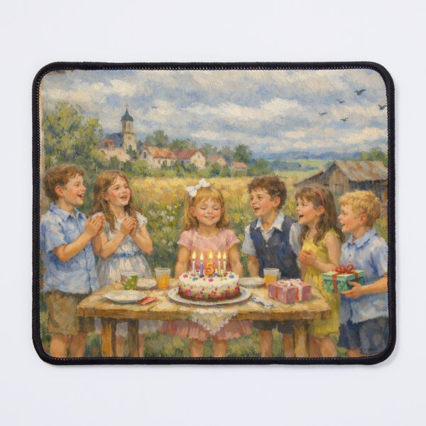 Item preview, Country Birthday Celebration for a Little Girl in Summer Village Landscape designed and sold by slikar.