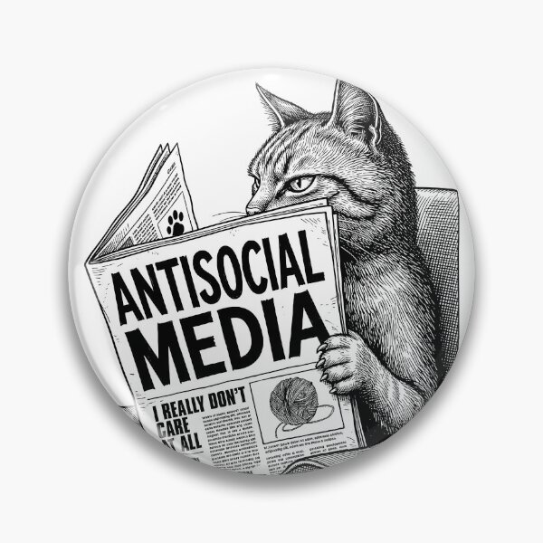 Item preview, Funny Cat Antisocial Media Newspaper Headline Feline designed and sold by GrandeDuc.