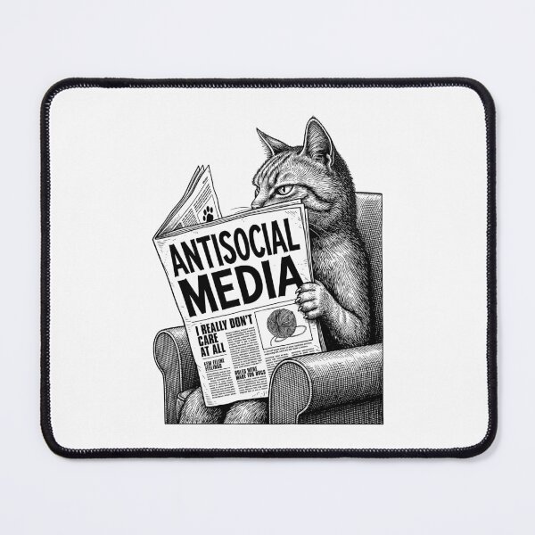 Item preview, Funny Cat Antisocial Media Newspaper Headline Feline designed and sold by GrandeDuc.