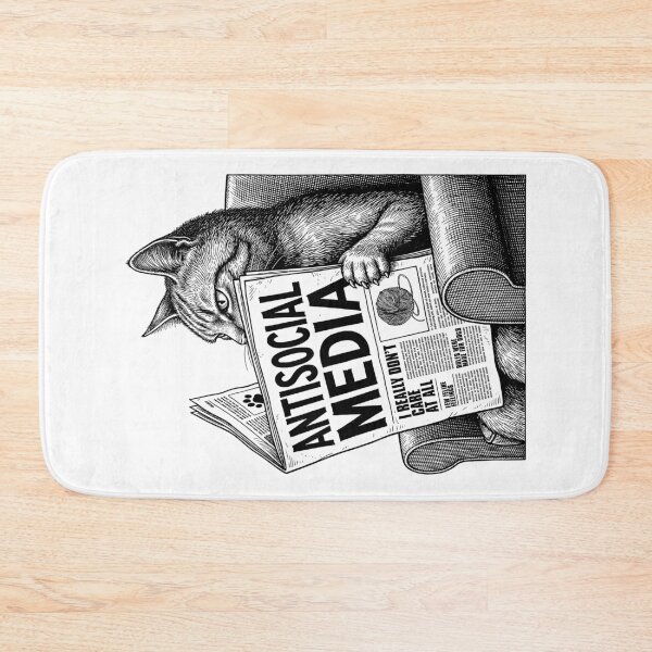 Item preview, Funny Cat Antisocial Media Newspaper Headline Feline designed and sold by GrandeDuc.