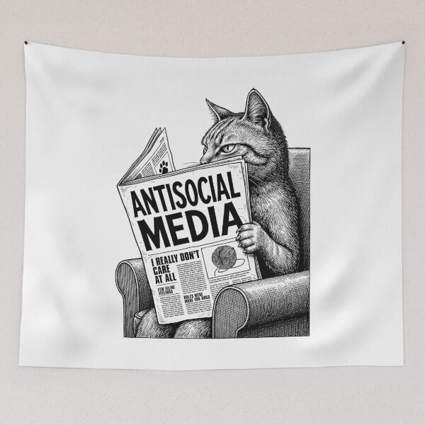 Item preview, Funny Cat Antisocial Media Newspaper Headline Feline designed and sold by GrandeDuc.