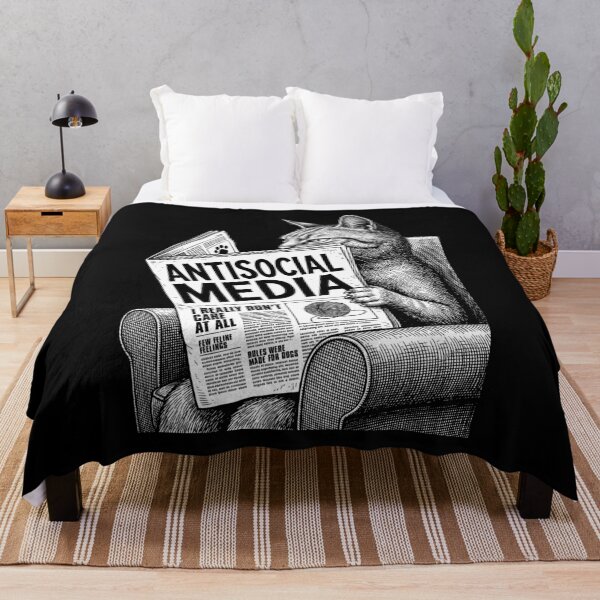 Item preview, Funny Cat Antisocial Media Newspaper Headline Feline designed and sold by GrandeDuc.