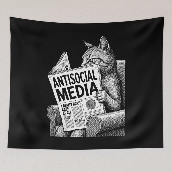Item preview, Funny Cat Antisocial Media Newspaper Headline Feline designed and sold by GrandeDuc.