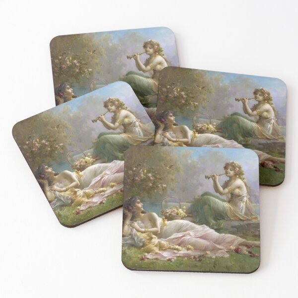 Item preview, Two Nymphs by the Water by Hans Zatzka designed and sold by Ethereal Amour.