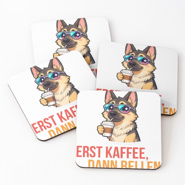 Artikelvorschau, Erst Kaffee, Dann Bellen – Süßer Schäferhund mit Sonnenbrille entworfen und verkauft von ahfas86.