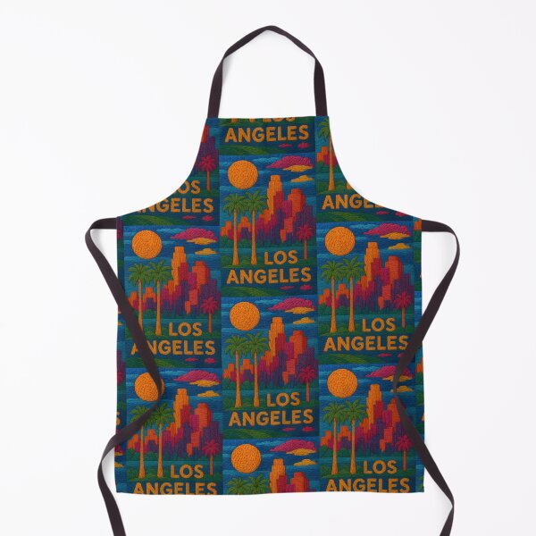 Item preview, Los Angeles Faux Wool Art – LA Skyline & Palm Trees Knitted Style City Illustration designed and sold by TheTrendsDesk.