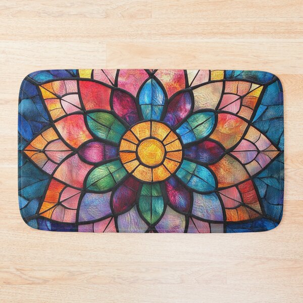 Item preview, Stained Glass Bright Colorful Inspired Mosaic Mandala Pattern designed and sold by GrinGalore.