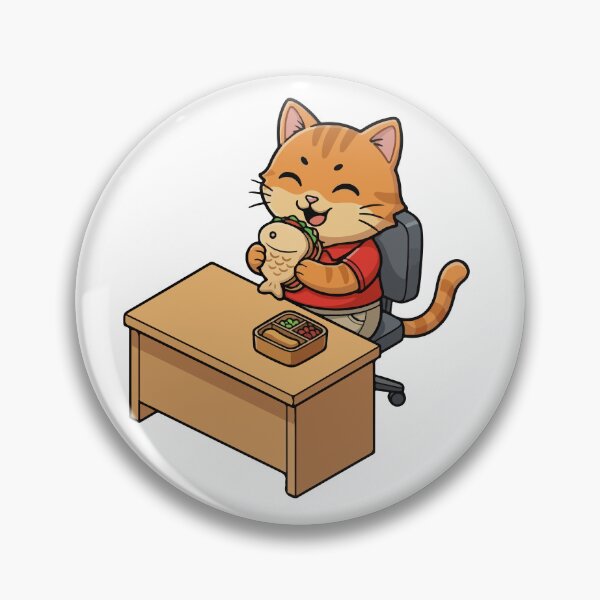 Item preview, Office Cat Enjoying Lunch Break designed and sold by VisioraCreative.