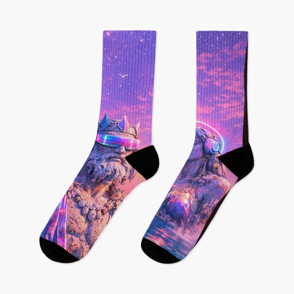 Item preview, Cyberpunk Ocean Gods: Neon Vaporwave Poseidon designed and sold by A E S T H E T A T A G.