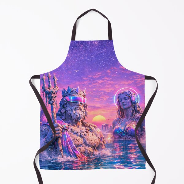 Item preview, Cyberpunk Ocean Gods: Neon Vaporwave Poseidon designed and sold by A E S T H E T A T A G.