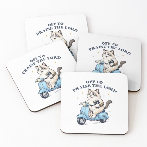 Item preview, Christian, Funny Cat Off To Praise The Lord, Jesus Church Faith, Christian Cat designed and sold by NinMema.