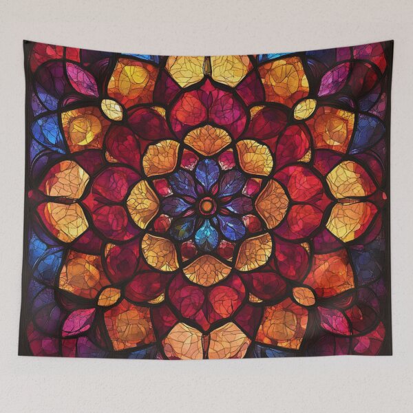 Item preview, Stained Glass Bright Amber Inspired Mosaic Mandala Pattern designed and sold by GrinGalore.