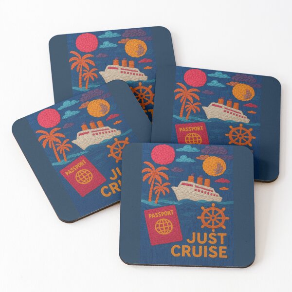 Item preview, Just Cruise Faux Wool Art – Cruise Ship Travel Vacation Knitted Style Illustration designed and sold by TheTrendsDesk.