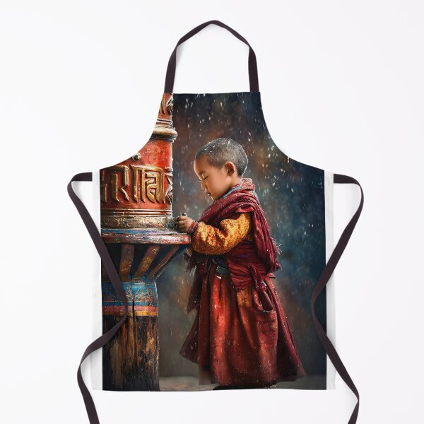 Item preview, Young Monk Praying by Colorful Prayer Wheel designed and sold by Artessie.