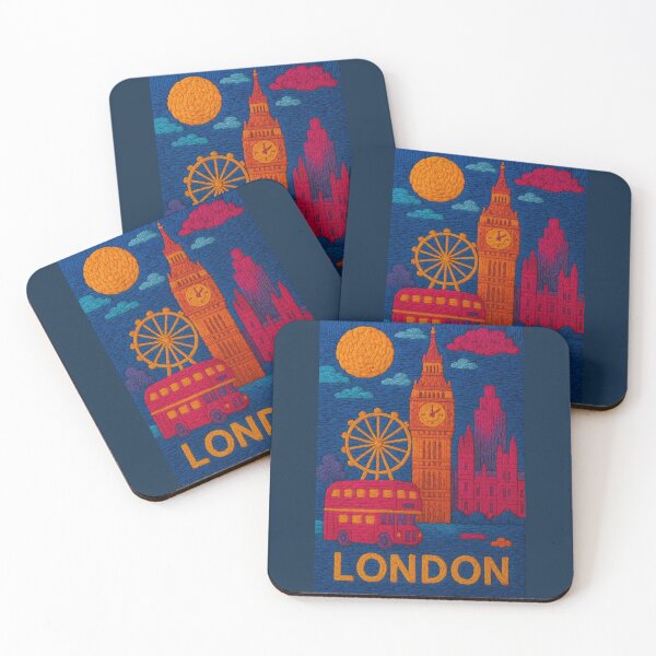 Item preview, London Faux Wool Art – Big Ben Double Decker Bus Travel Knitted Style Illustration designed and sold by TheTrendsDesk.