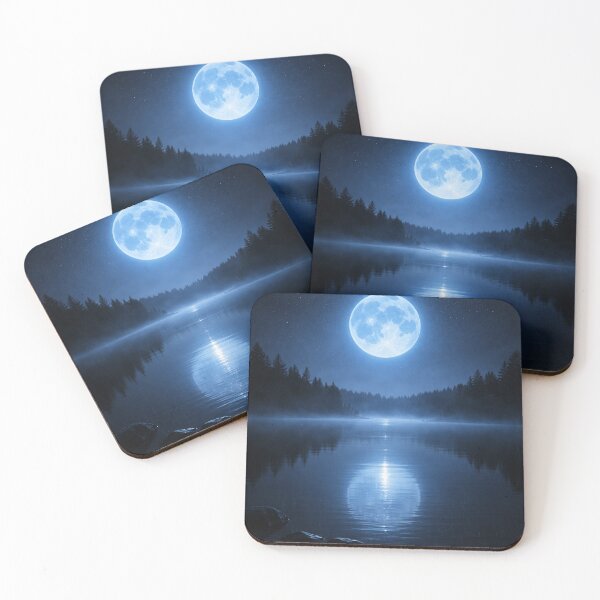 Item preview, Full Moon Over Misty Lake Night Landscape designed and sold by Expl0rer.