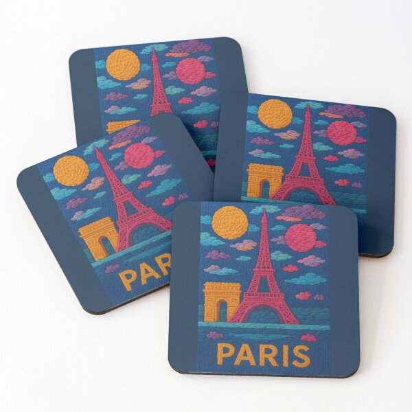 Item preview, Paris Faux Wool Art – Eiffel Tower Arc de Triomphe Knitted Style Travel Illustration designed and sold by TheTrendsDesk.