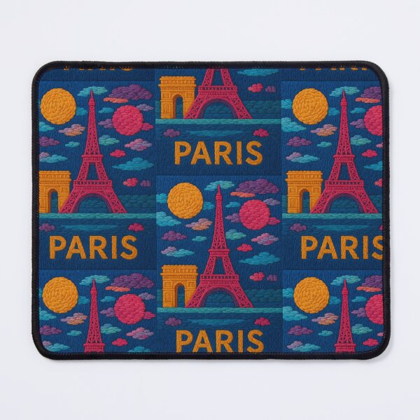 Item preview, Paris Faux Wool Art – Eiffel Tower Arc de Triomphe Knitted Style Travel Illustration designed and sold by TheTrendsDesk.