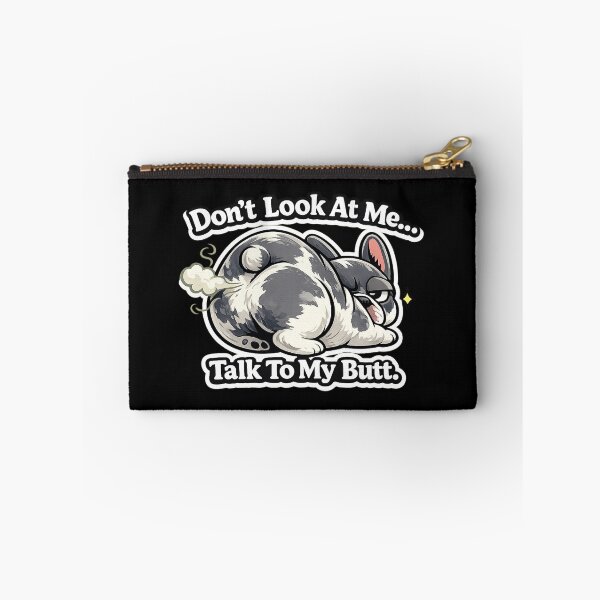 Item preview, Funny French Bulldog Cow Print Sticker – “Don’t Look At Me… Talk To My Butt” Cute Blue Frenchie Meme designed and sold by Frenchie Fever.