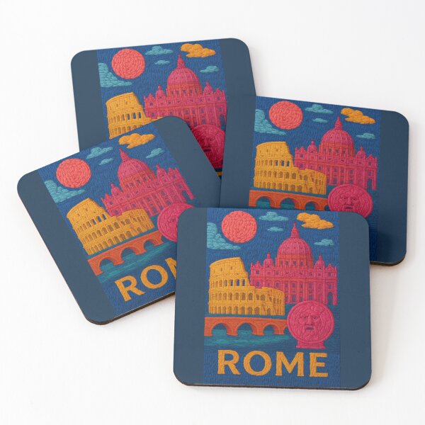 Item preview, Rome Faux Wool Art – Colosseum Vatican St Peter’s Knitted Style Travel Illustration designed and sold by TheTrendsDesk.