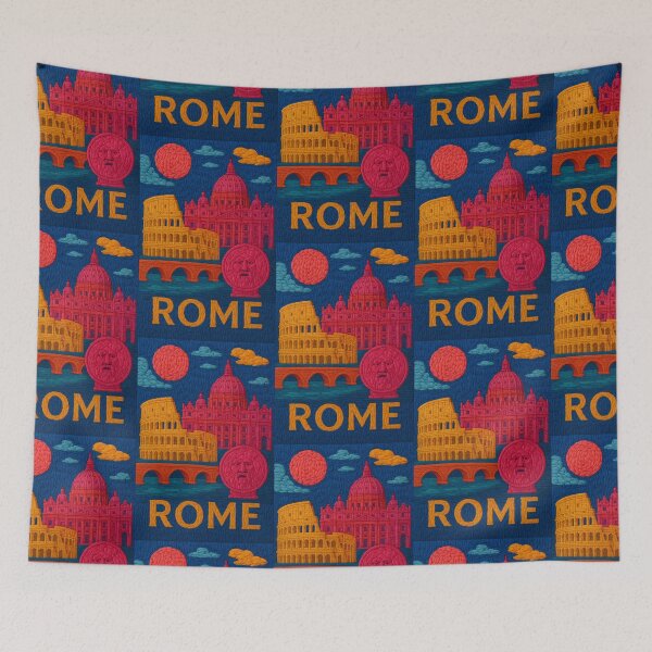 Item preview, Rome Faux Wool Art – Colosseum Vatican St Peter’s Knitted Style Travel Illustration designed and sold by TheTrendsDesk.