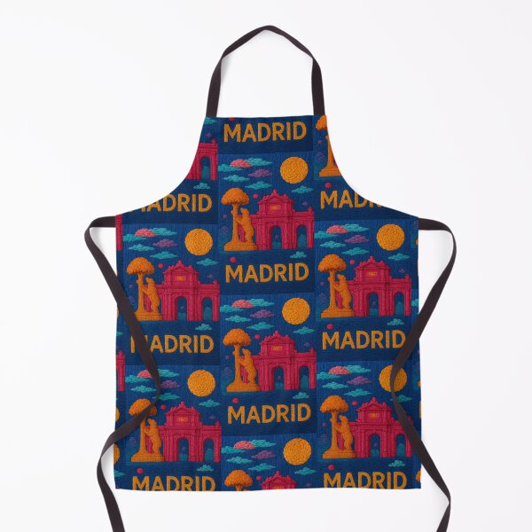 Item preview, Madrid Faux Wool Art – Puerta de Alcalá Bear Statue Knitted Style Travel Illustration designed and sold by TheTrendsDesk.