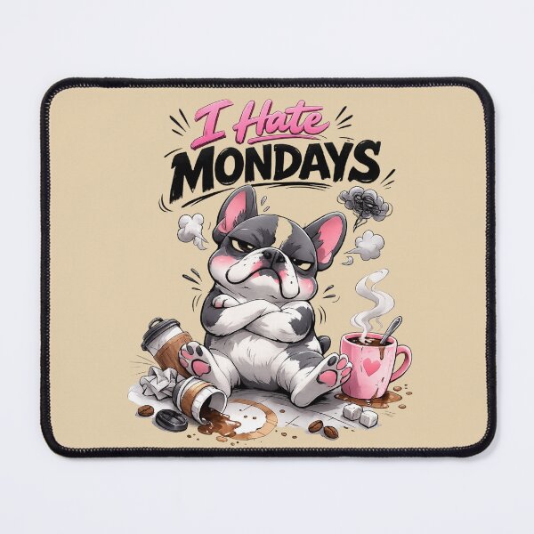 Item preview, Grumpy French Bulldog Coffee Lover – “I Hate Mornings” Cute Blue Frenchie Mood Meme designed and sold by Frenchie Fever.