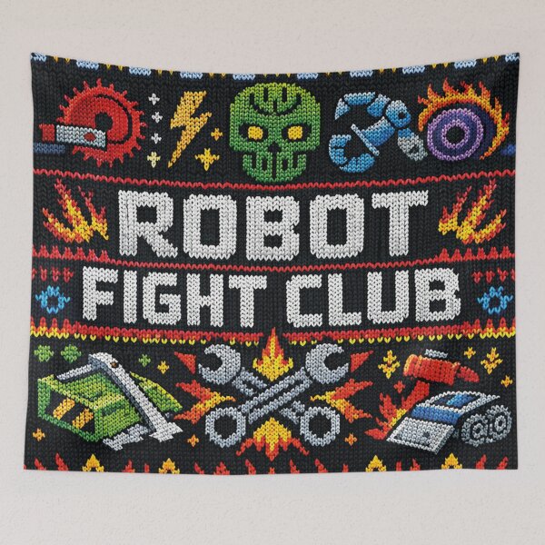 Item preview, Build Fight Win – Retro Robot Wars & Battle Bots in the Fair Isle knitting pattern designed and sold by Mauswohn.
