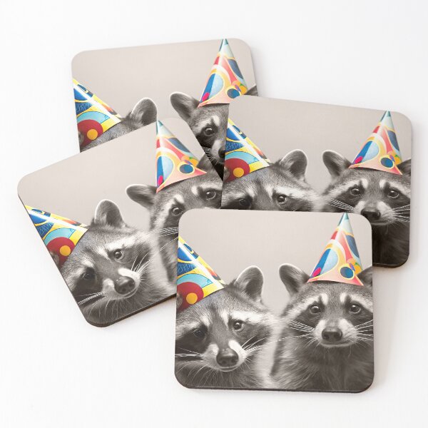 Item preview, Raccoons wearing party hats designed and sold by paulrommer.