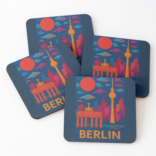 Item preview, Berlin Faux Wool Art – Brandenburg Gate TV Tower Knitted Style Travel Illustration designed and sold by TheTrendsDesk.
