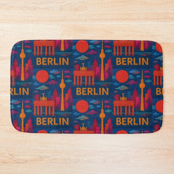 Item preview, Berlin Faux Wool Art – Brandenburg Gate TV Tower Knitted Style Travel Illustration designed and sold by TheTrendsDesk.