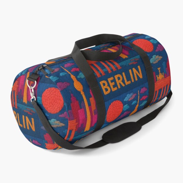 Item preview, Berlin Faux Wool Art – Brandenburg Gate TV Tower Knitted Style Travel Illustration designed and sold by TheTrendsDesk.