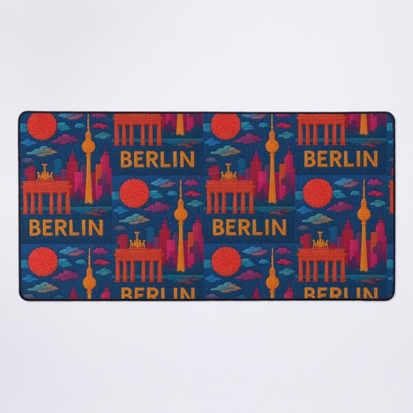 Item preview, Berlin Faux Wool Art – Brandenburg Gate TV Tower Knitted Style Travel Illustration designed and sold by TheTrendsDesk.