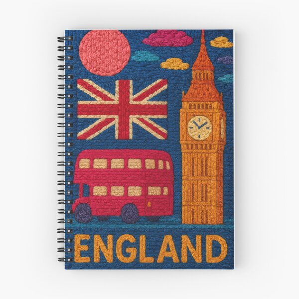 Item preview, England Faux Wool Art – Big Ben Double Decker Bus Union Jack Knitted Travel Illustration designed and sold by TheTrendsDesk.