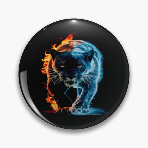 Item preview, Unisex Fire and Ice Panther Long Sleeve Tee  Elemental Panther Front & Back Design designed and sold by PlatinumDream.