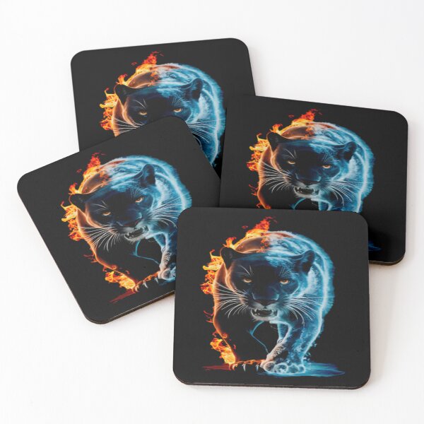 Item preview, Unisex Fire and Ice Panther Long Sleeve Tee  Elemental Panther Front & Back Design designed and sold by PlatinumDream.