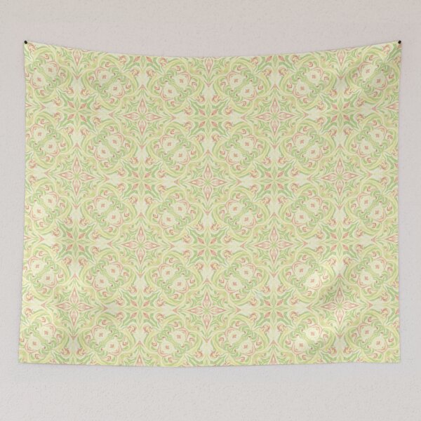 Item preview, Vintage Floral Seamless Pattern - Green & Peach Ornamental Repeat designed and sold by FashioonTrends.
