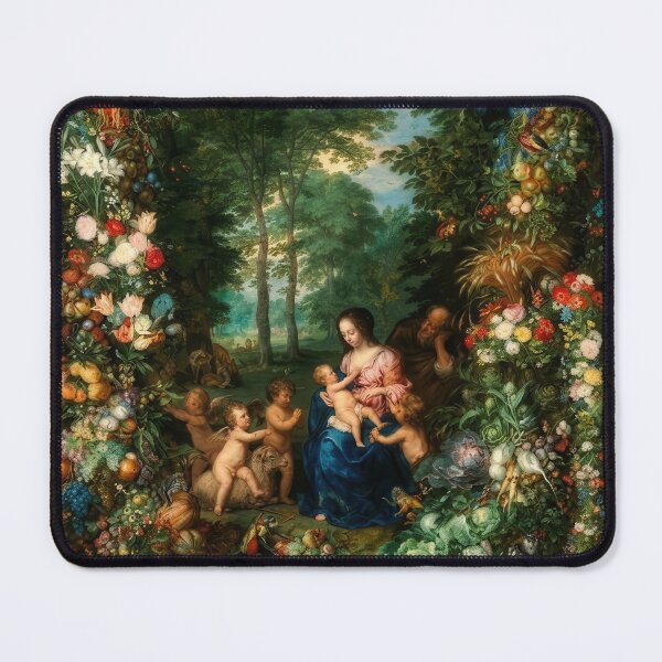Item preview, Holy Family Floral Fruit Garland Baroque Painting Art designed and sold by TheSoulOfArt.