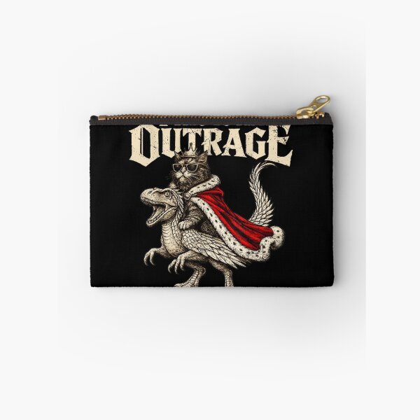 Item preview, This Is An Outrage Funny Cat Riding Dinosaur Shirt designed and sold by Chaya Reid.