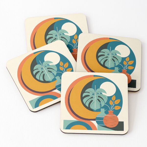 Item preview, Abstract Botanical Vase and Monstera Shapes designed and sold by InkSmithery.